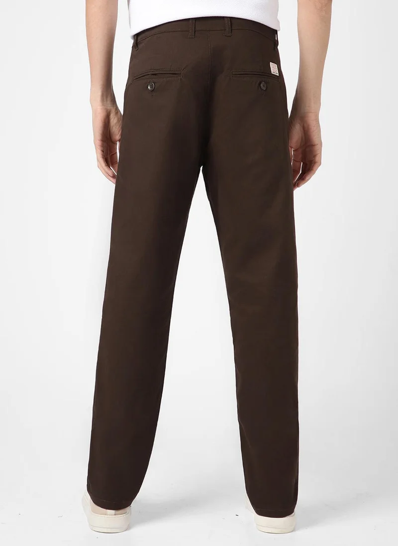 Urbano Fashion  Urbano Fashion Men's Chocolate Brown Cotton Regular Fit Casual Chinos Trousers Stretch for Men | Best Price UAE